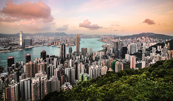 aerial view of Hong Kong from Victoria Peak