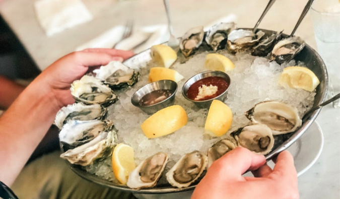 oysters being served to a table