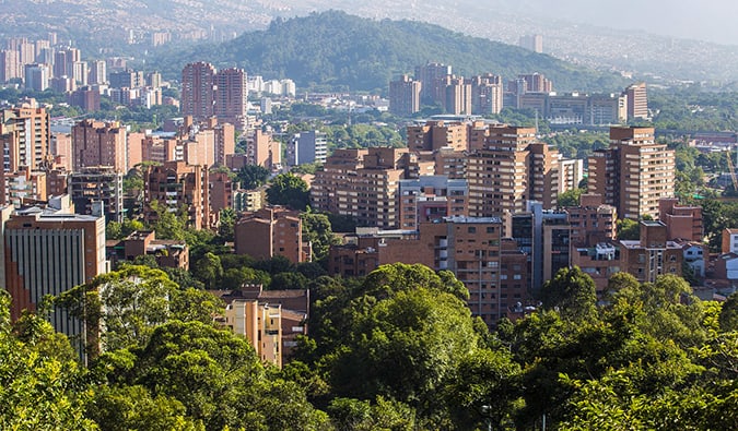 view of skyscrapers in Medellin from the hills