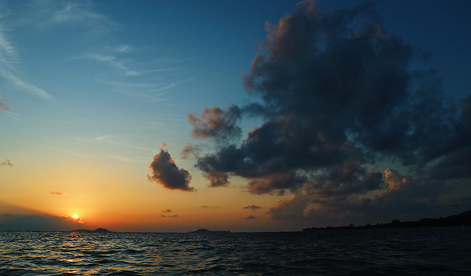 sunset in the Seychelles