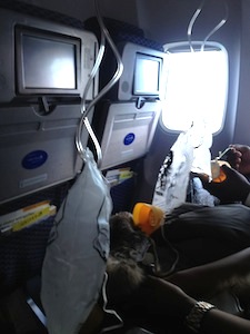 oxygen masks after the plane depressurized