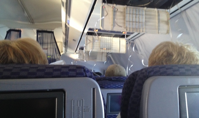 oxygen masks after the plane depressurized on a united flight