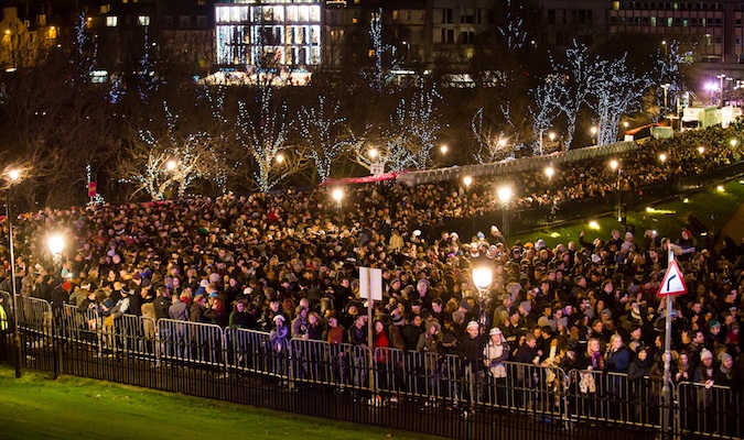 Crowds at the Hogmanay, a huge Scottish festival