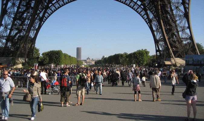 outside the Eiffel tower in paris