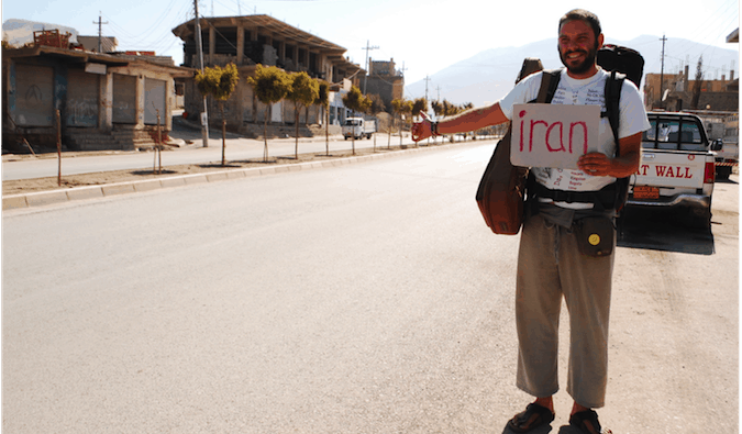 solo backpacker hitchhiking in Iraq to Iran