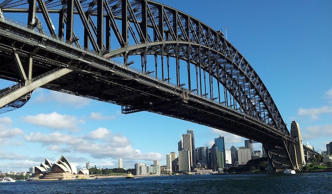 Great angle of the Harbour/Harbor Bridge in Sydney, Australia