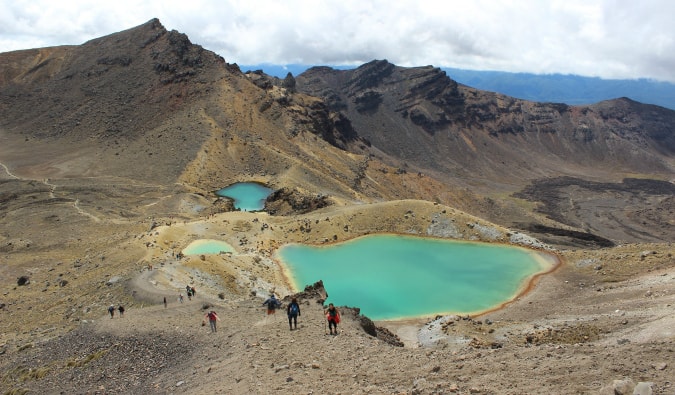 Picturesque view of the blue Tongariro Crossing in New Zealand