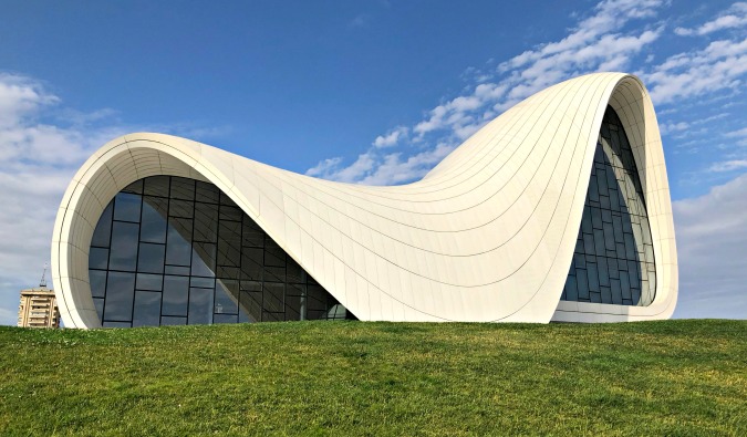 An avant-garde museum design with lots of curves in sunny Baku, Azerbaijan