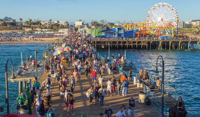 the busy Pier in Los Angeles