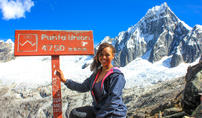 Heather in the snowy mountains of Peru