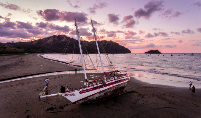 a beautiful sunset on a beach in Central America