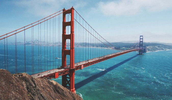The Golden Gate Bridge on a sunny day in California, USA