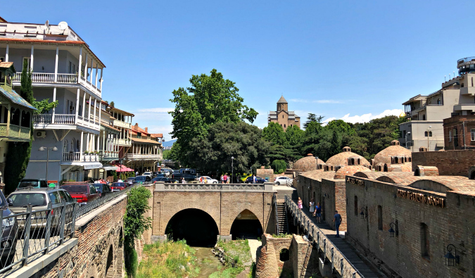 Historic stone and brick buildings in Tbilisi, Georgia