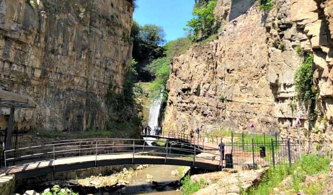 Rugged cliffs near a hiking trail in Tbilisi, Georgia