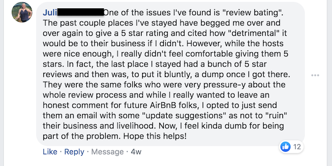 Airbnb poor customer review