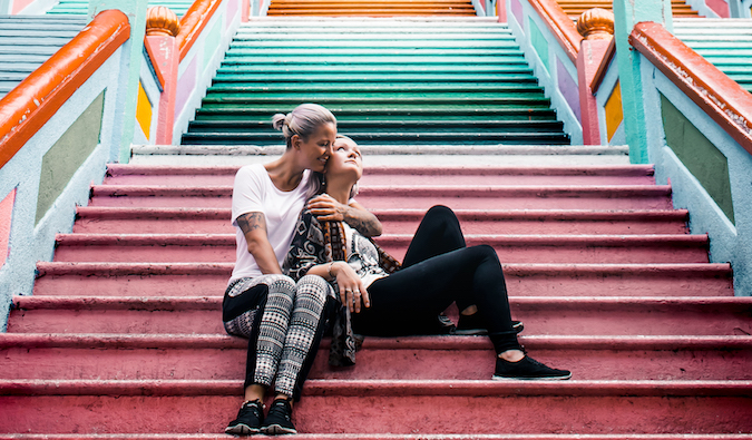 Charlotte and Natalie at the Batu Caves