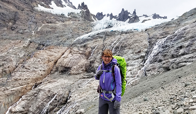 Caitlyn hiking in the mountains