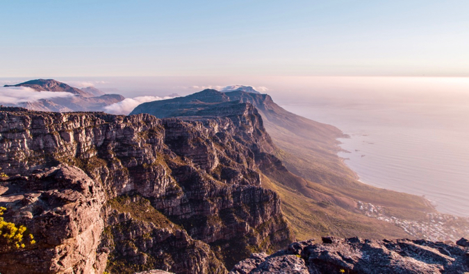 Table Mountain in Cape Town during a colorful sunset