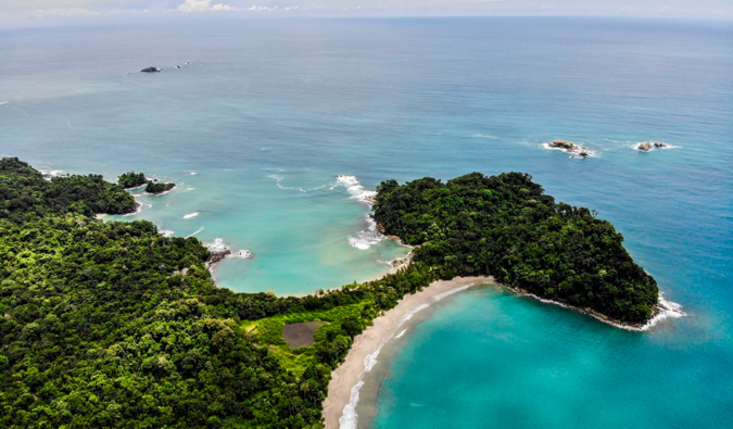 A drone shot over the beautiful beaches of Costa Rica