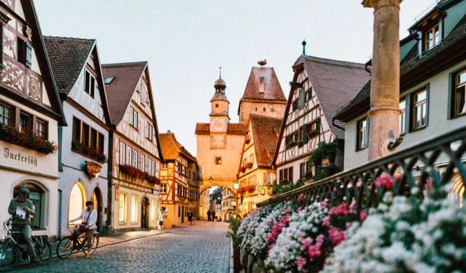 A charming narrow medieval street in the heart of Europe