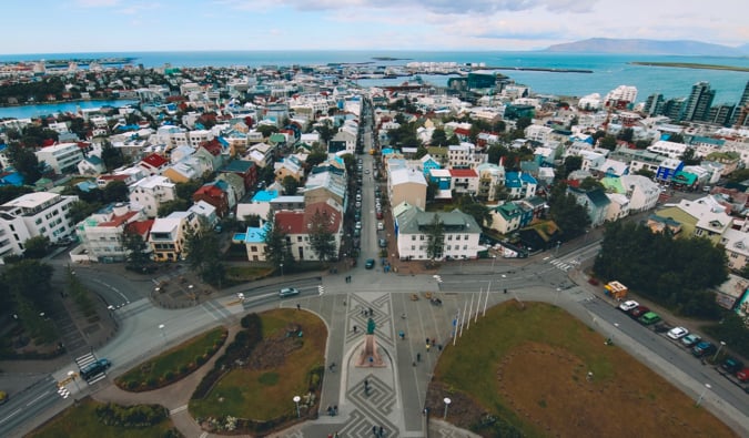 A birds-eye view of the Icelandic capital of Reykjavik as seen from the city