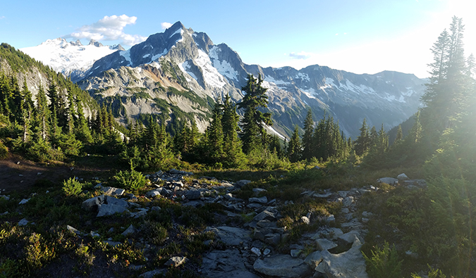 hiking in the mountains