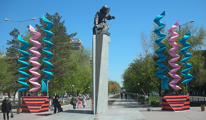 a statue in Karaganda