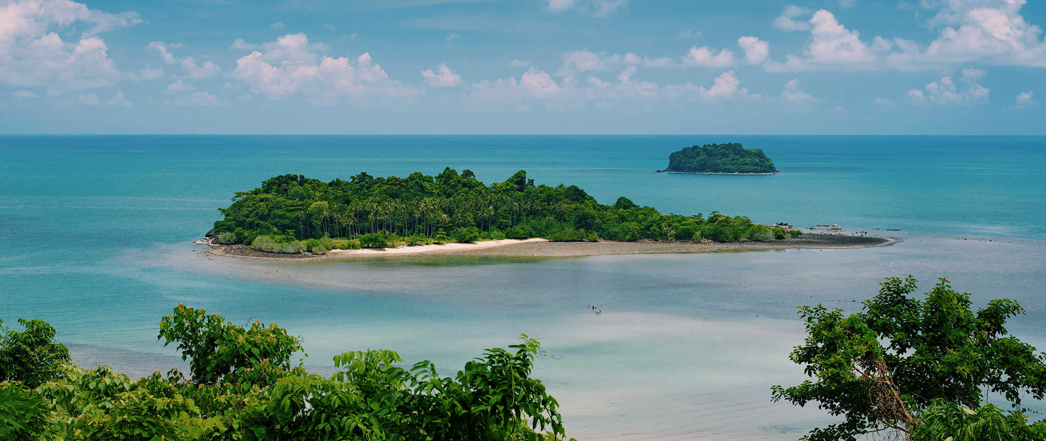 The beautiful beaches and sandbars along the coast of Ko Chang, Thailand on a sunny day