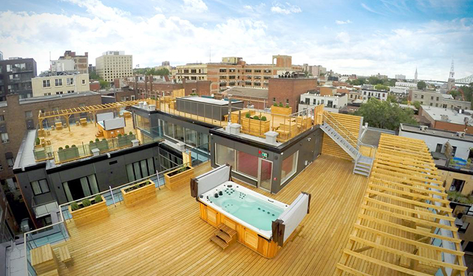 M Montreal's rooftop patio with one of its jacuzzis