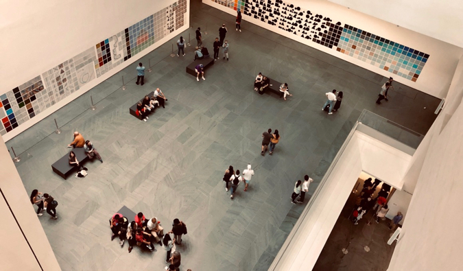 People browsing the MoMA in New York City, USA