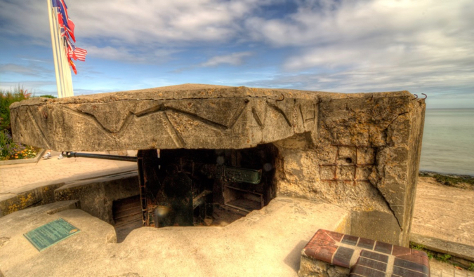 One of the remaining bunkers in Normandy on the D-Day beaches from World War II