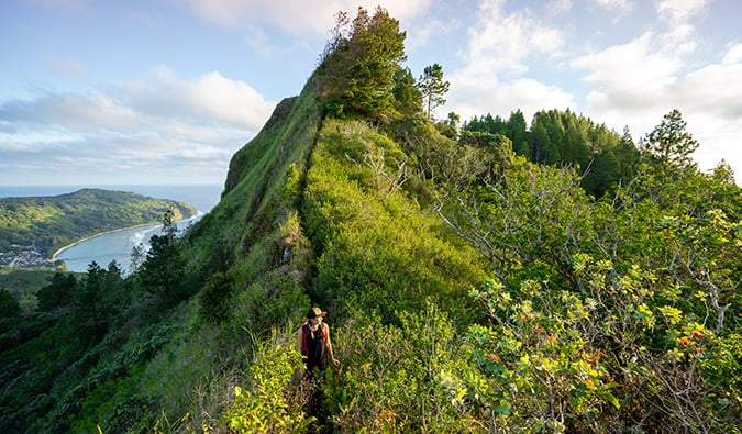 Kristin Addis hiking in French Polynesia