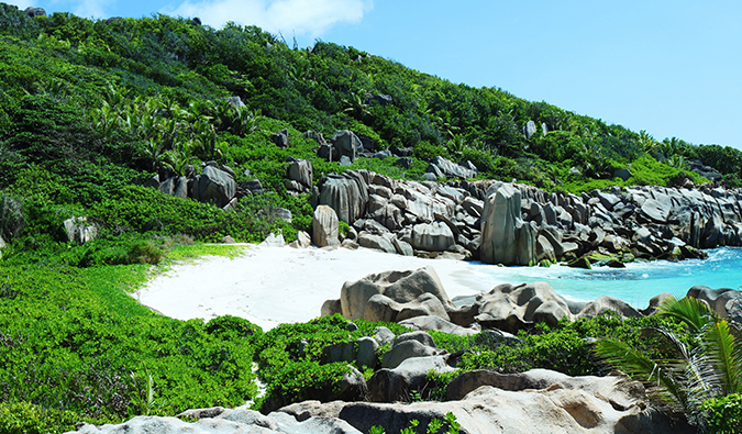 a small pristine beach in Seychelles