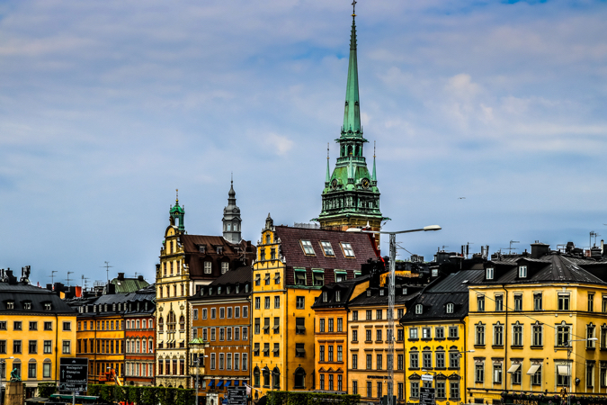 The colorful and historic buildings of Stockholm's Gamla Stan neighborhood