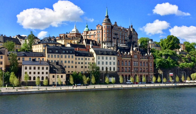 The picturesque historical architecture in Stockholm's Södermalm district on a bright summer day