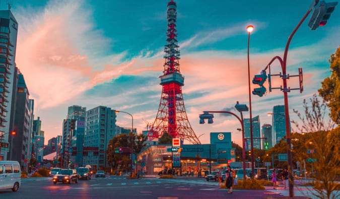 The Tokyo Tower at sunset in Tokyo, Japan