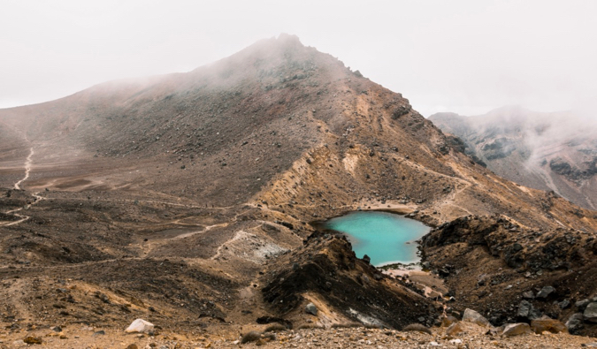 the arid, winding trails of the Tongariro Crrossing in New Zealand