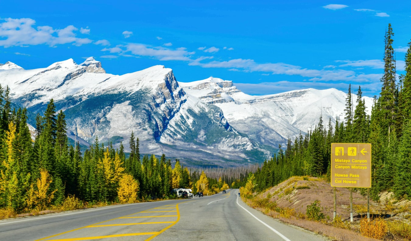 The beautiful landscape of Alberta, Canada between Banff and Jasper