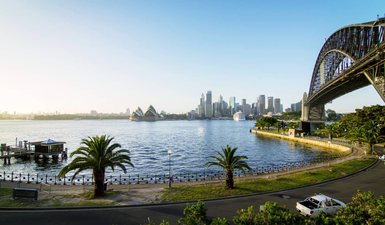 A view of Sydney from across the water near the Opera House in Australia