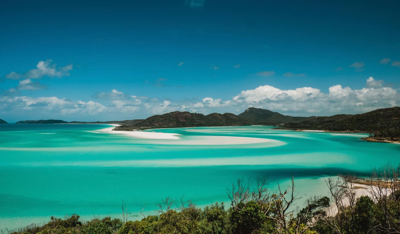 The calm waters of the Whitsunday Islands in Australia