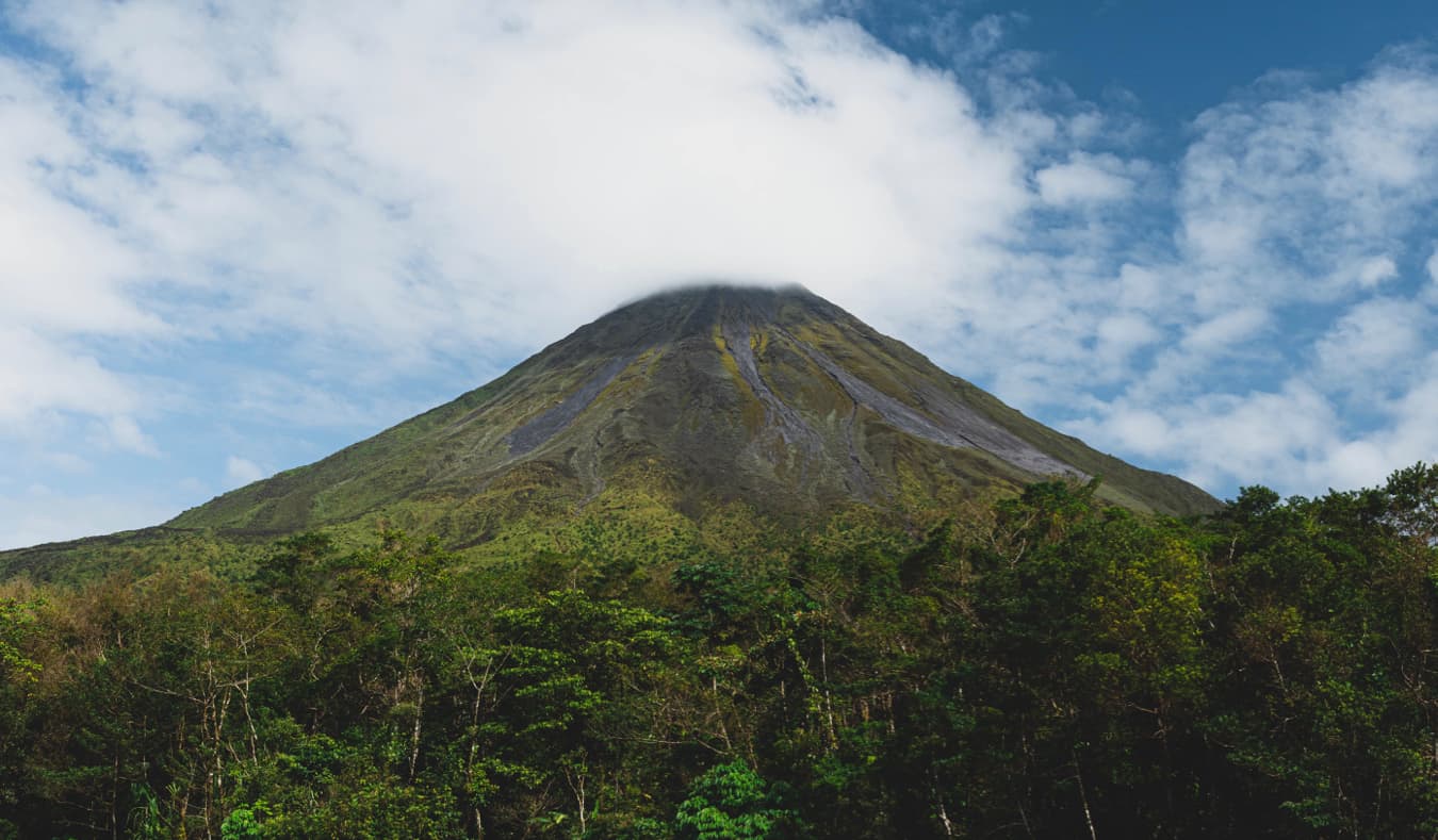 Mount Arenal surrounded by lush jungles in Costa Rica