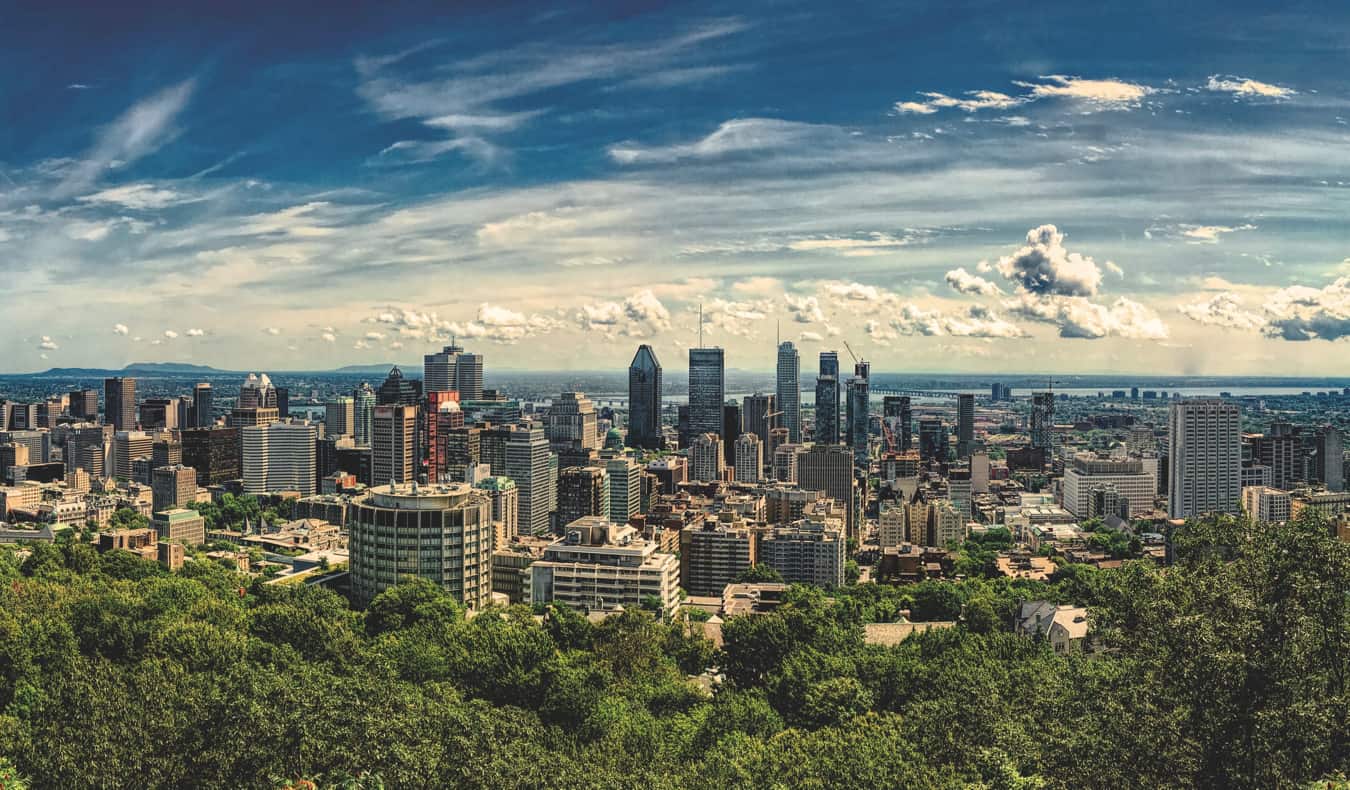 The skyline of Montreal, Canada in the summer