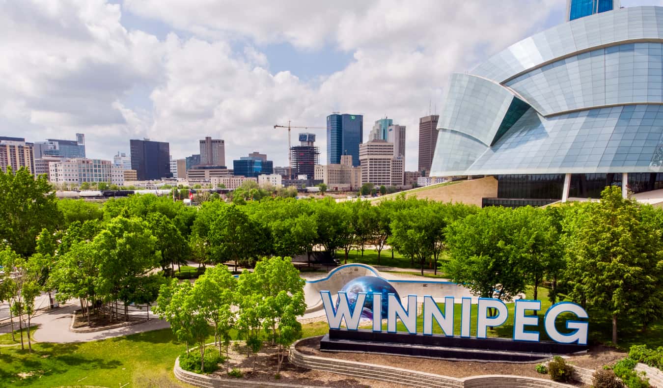 The city of Winnipeg, Canada during the warm summer months