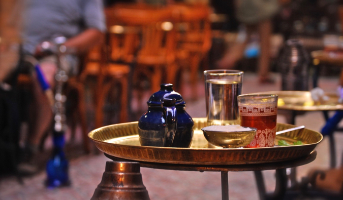 Traditional tea on a platter in Egypt