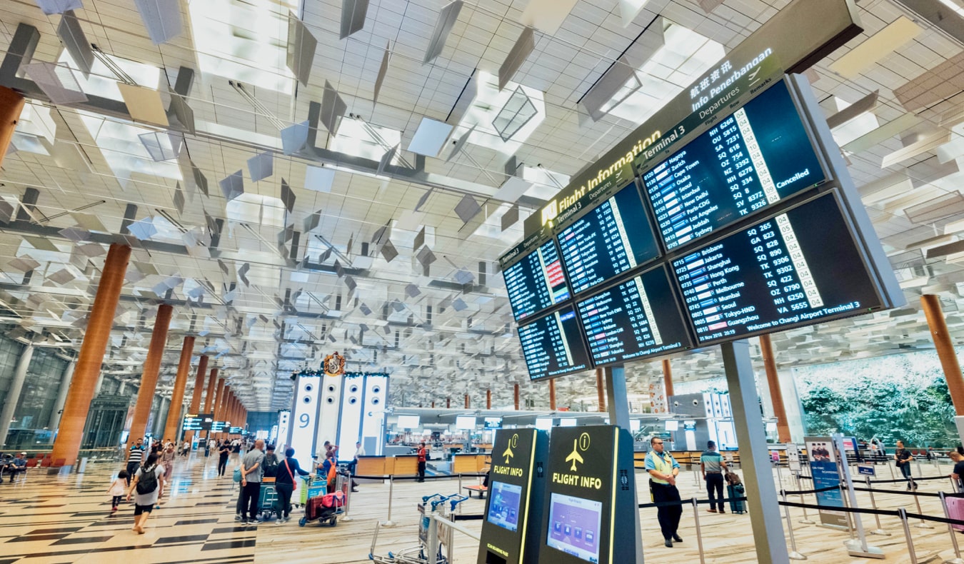 The departures and arrival display at an airport