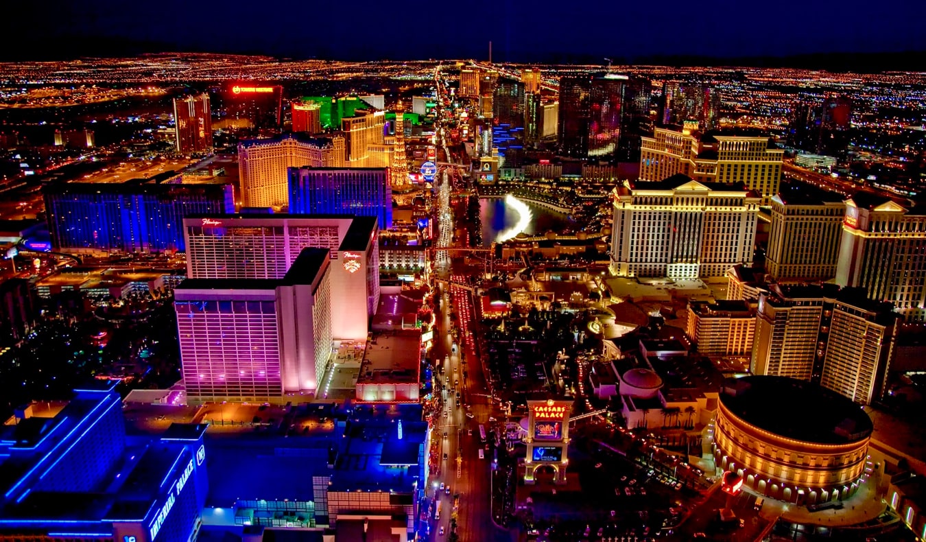 Las vegas monorail. background is a bright cyberpunk city skyline