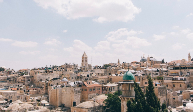 The skyline of the historic city of Jerusalem in Israel