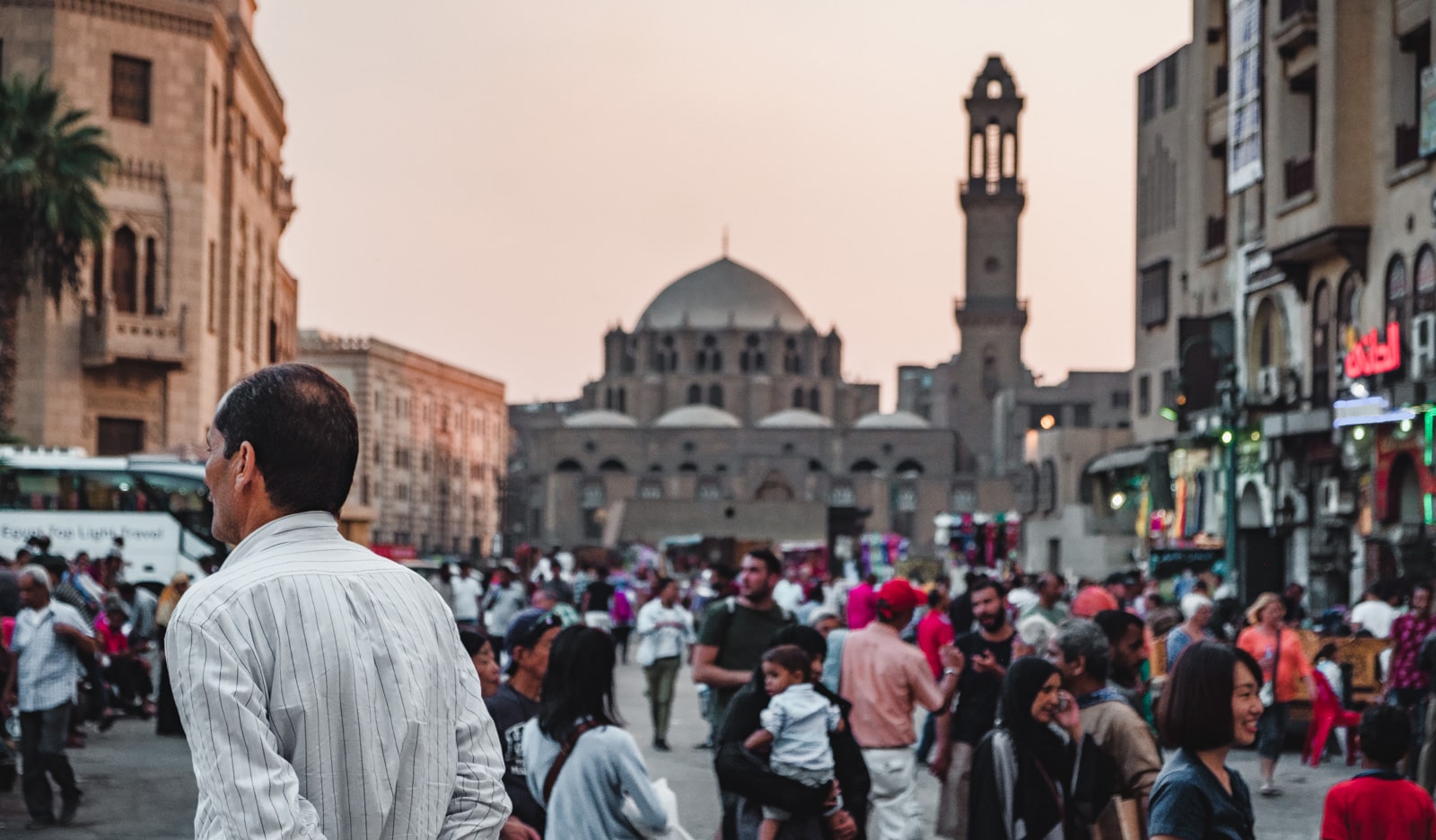 The bustling streets of Cairo, Egypt full of locals