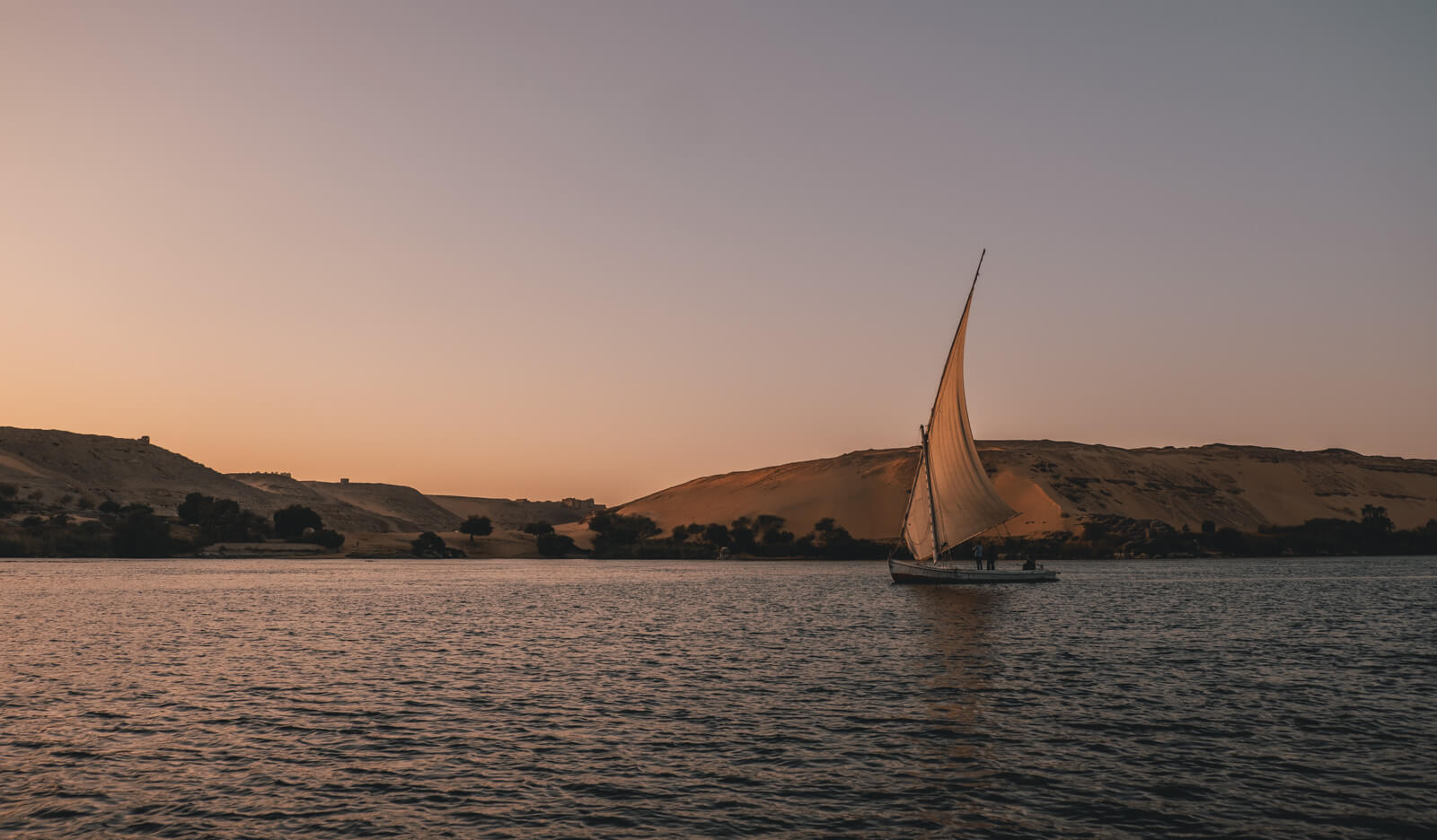 A small local sailboat on the Nile in Egypt