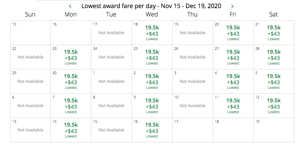 A screenshot of United miles for booking a flight to Madagascar